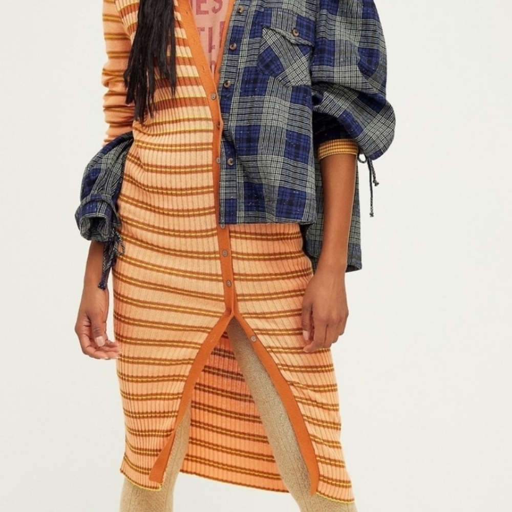 NWOT FREE PEOPLE VISTA CARDI STRIPED MIDI DRESS